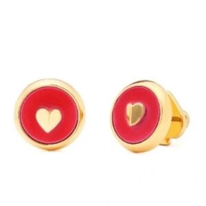 KATE SPADE Heartful Spade Leather Stud Earrings